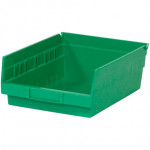 Plastic Shelf Bins, Green, 11 5/8 x 8 3/8 x 4