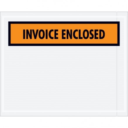 "Invoice Enclosed" Envelopes, Orange, 4 1/2 x 5 1/2"