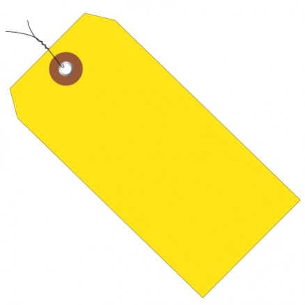 Pre-Wired Yellow Plastic Tags #8 - 6 1/4 x 3 1/8"