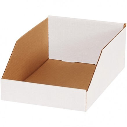 White Corrugated Bin Boxes, 8 x 12 x 4 1/2"