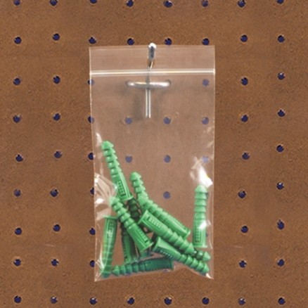 Reclosable Poly Bags, 3 x 4", 2 Mil, With Hang Holes