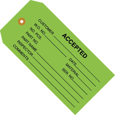 Étiquettes d'inspection "acceptées", vert, 4 3/4 x 2 3/8 "